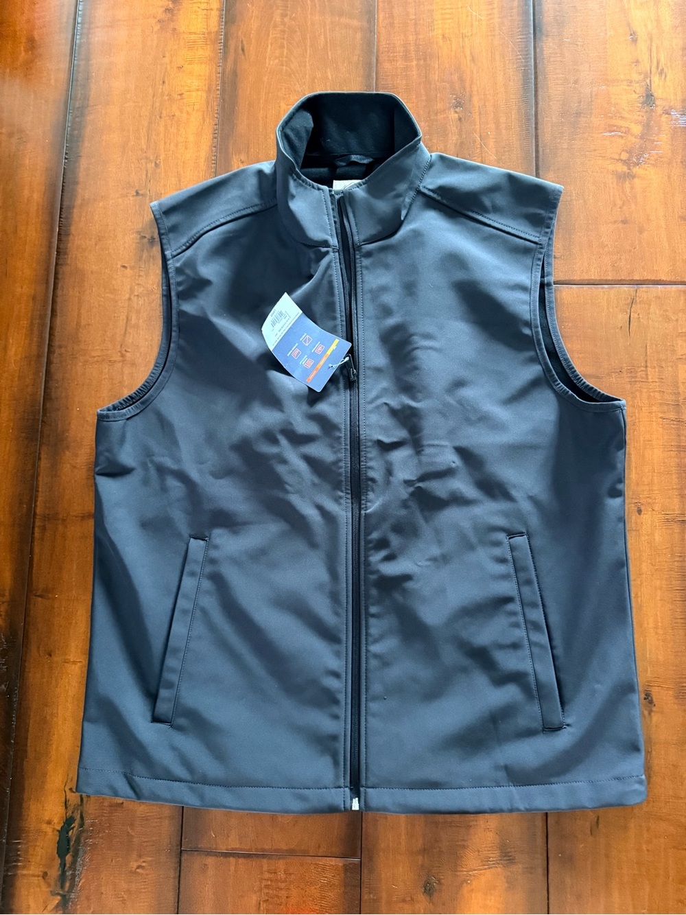 St. John's Bay Men's Black Softshell Vest with Stand Collar